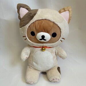 San-X Rilakkuma in Calico Cat Costume Plush Japan Stuffed Toy Neko Rilakkuma EUC